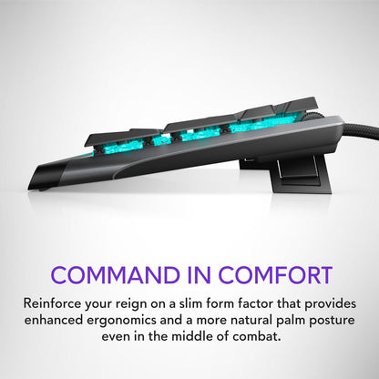 Low-Profile RGB Gaming Keyboard AW510K, Alienfx per Key RGB LED Color Backlighting, Media CONTROLS & USB Passthrough, Cherry MX Low Profile Red Switches